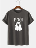 Mens Halloween Cartoon Ghost Printed 100% Cotton Short Sleeve T-Shirts