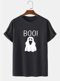 Mens Halloween Cartoon Ghost Printed 100% Cotton Short Sleeve T-Shirts