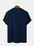 Mens Knitted Contrasting Color Stitching Short Sleeve T-Shirt