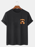 Mens 100% Cotton Cool Bear Print Preppy Short Sleeve T-Shirts